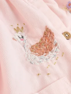 Roze feeënmuis - Baby geweven jurk met kraag en maillot (0mnd-2jr)