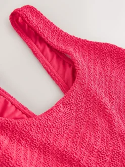 Roze gekreukt - Wide Strap Tummy Control Scoop Swimsuit
