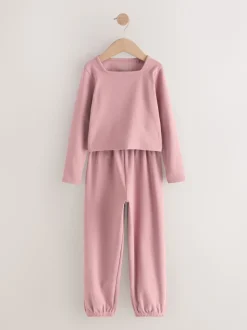 Roze geribbeld - Behaaglijke joggingpyjama (3-16jr)