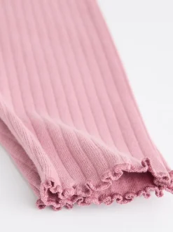 Roze geribbeld - Verpakking van 4 babyleggings (0 mnd -2 jr)