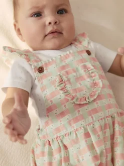 Roze geruit - Baby Dungarees and Bodysuits Set 2 Piece (0mths-2yrs)