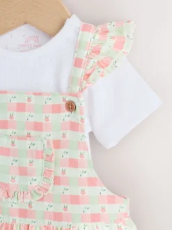 Roze geruit - Baby Dungarees and Bodysuits Set 2 Piece (0mths-2yrs)