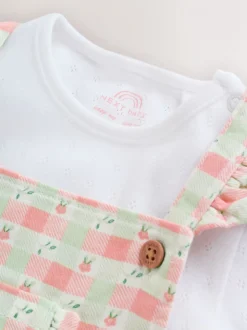 Roze geruit - Baby Dungarees and Bodysuits Set 2 Piece (0mths-2yrs)