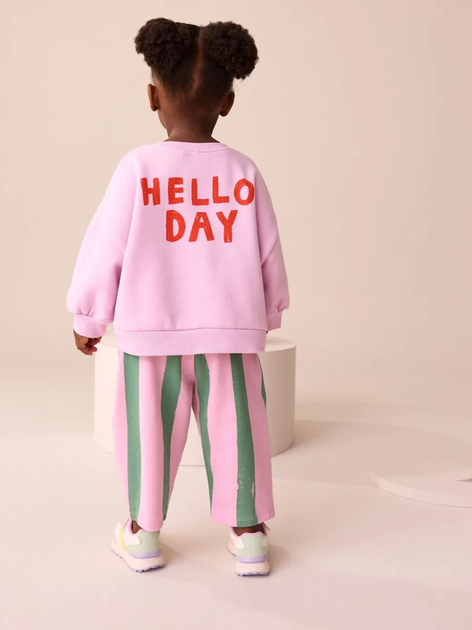Roze gestreepte eenhoorn - Set van sweatshirt en joggingbroek met rechte wijde pijpen (3mnd -7jr)