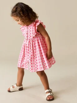 Roze gingham - Double Ruffle Sleeve Dress (3mths-8yrs)