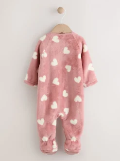 Roze hartenprint - Fleece babypyjama