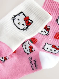 Roze Hello Kitty - 2 Paar enkelsokken met hoog katoengehalte