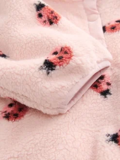 Roze lieveheersbeestje - Half Popper Fleece (3mnd -7jr)