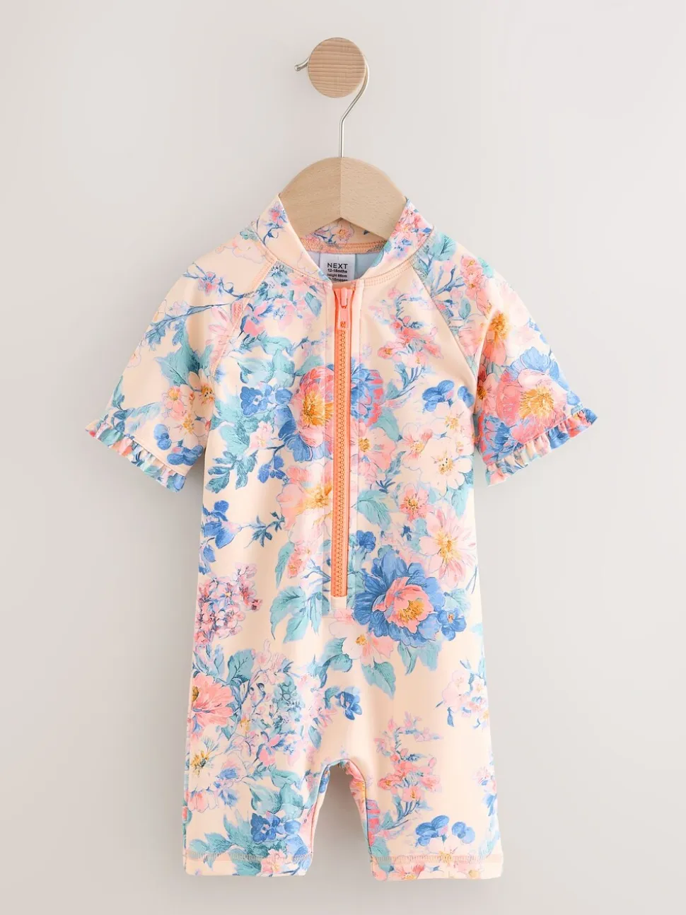 Roze met bloemenprint - Zonbeschermend badpak (3 mnd-10 jr)