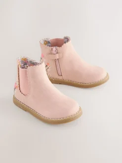 Roze met borduursel - Chelsea enkellaars