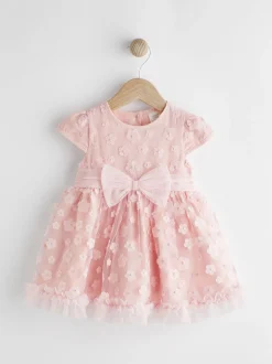 Roze met 3D-bloemen - Feestelijke babyjurk (0 mnd-2 jr)
