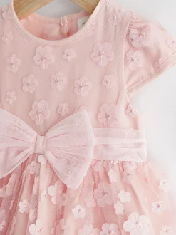 Roze met 3D-bloemen - Feestelijke babyjurk (0 mnd-2 jr)