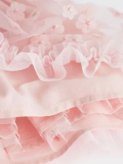 Roze met 3D-bloemen - Feestelijke babyjurk (0 mnd-2 jr)