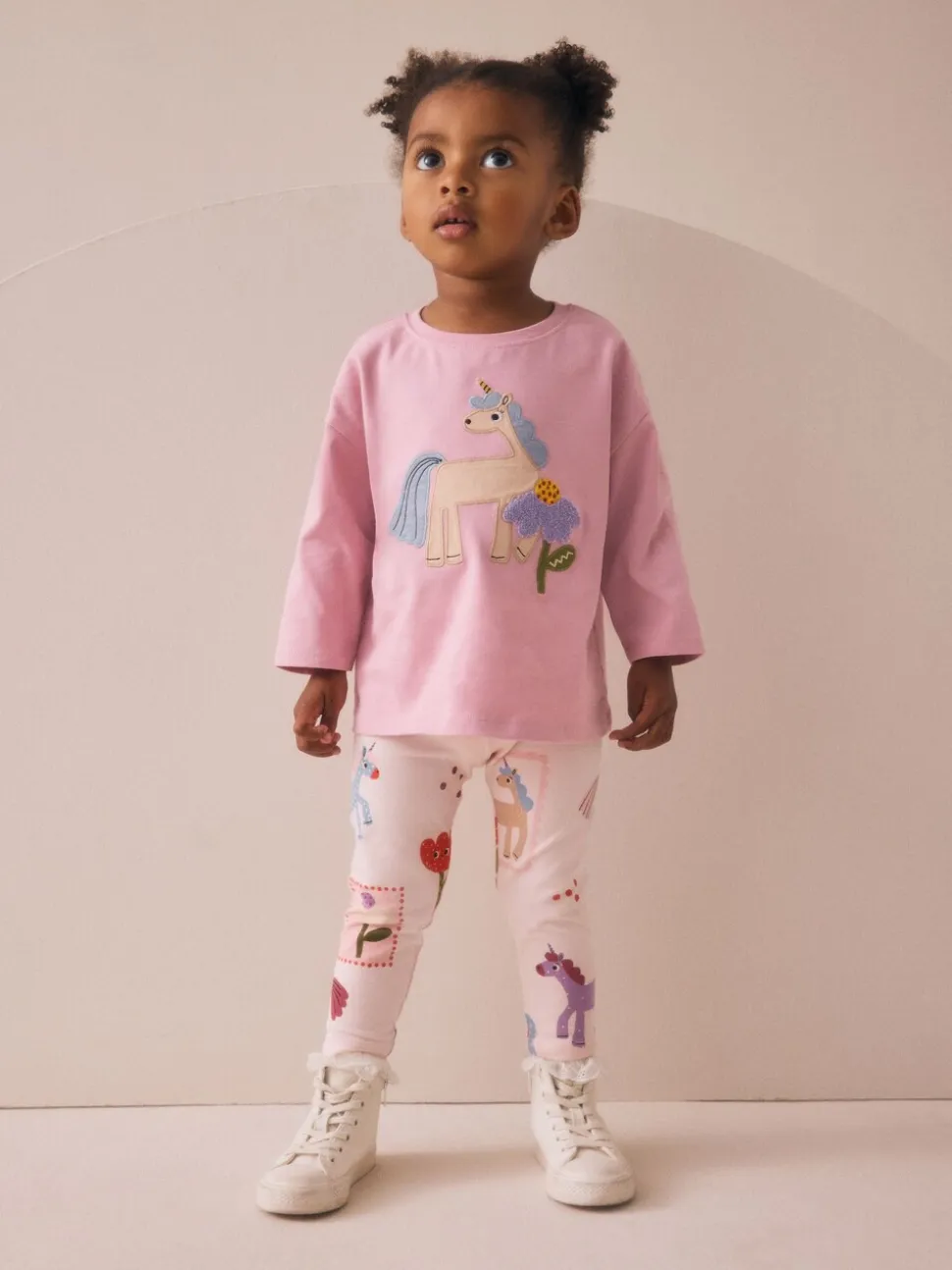 Roze met eenhoornprint - Verpakking van 3 leggings (3 mnd-7 jr)