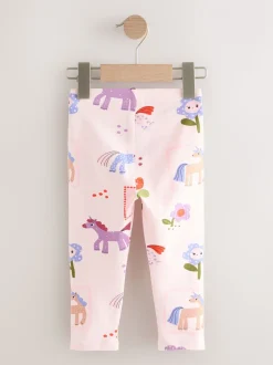 Roze met eenhoornprint - Verpakking van 3 leggings (3 mnd-7 jr)