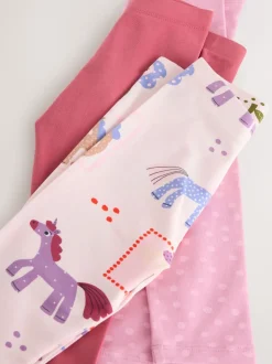 Roze met eenhoornprint - Verpakking van 3 leggings (3 mnd-7 jr)