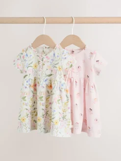 Roze met elfjes - Baby Short Sleeve Dress 2 Pack (0mths-3yrs)