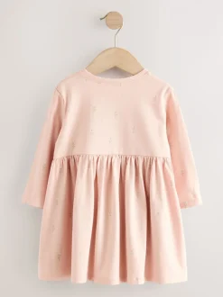 Roze met elfjes - Jurk met lange mouwen en versiering (3mnd -7jr)