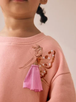 Roze met elfjes - Sweaterjurk met verlaagde taille (3mnd-7jr)
