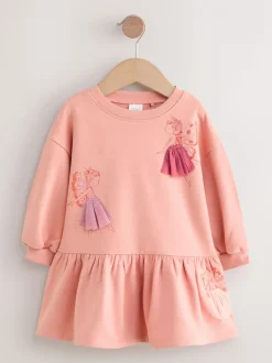 Roze met elfjes - Sweaterjurk met verlaagde taille (3mnd-7jr)