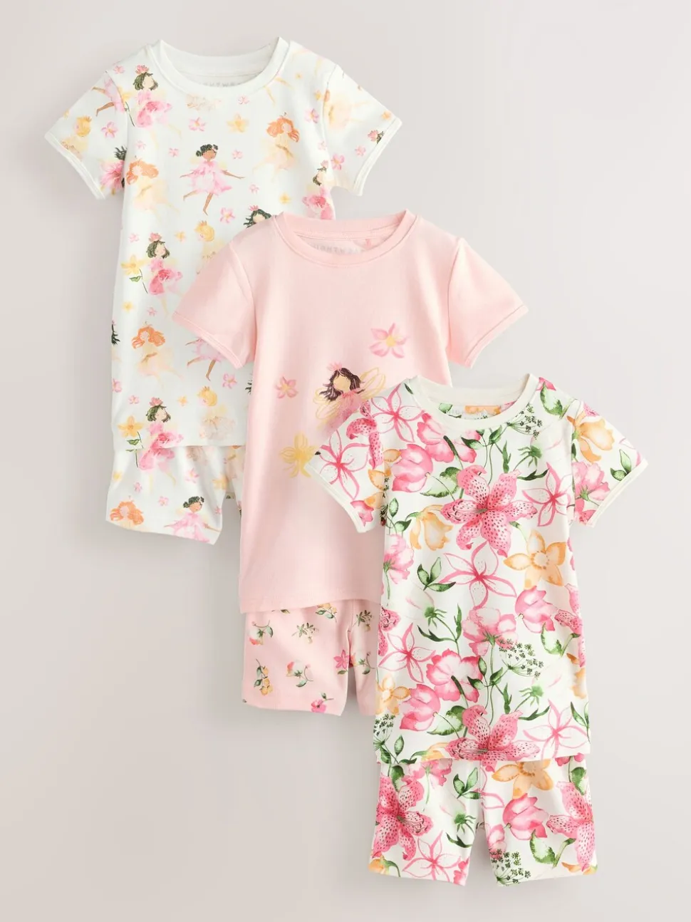 Roze met elfjes - Verpakking van 3 korte pyjama's (9mnd -10jr)