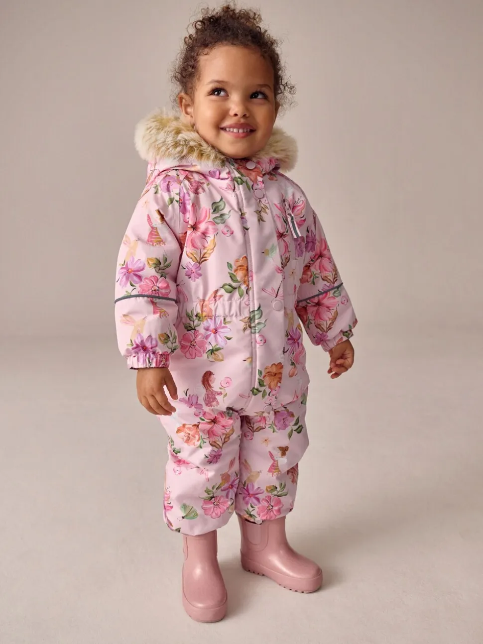 Roze met elfjes - Waterdicht sneeuwpak met print (3mnd-7jr)