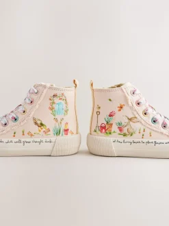 Roze met figuurtjes - Hoge sneakers