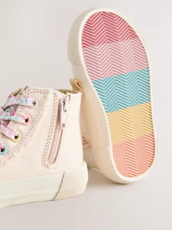 Roze met figuurtjes - Hoge sneakers
