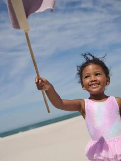 Roze met folieprint - Mesh Tutu Swimsuit (3mths-7yrs)