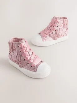 Roze met glittervlinderprint - Hoge sneakers