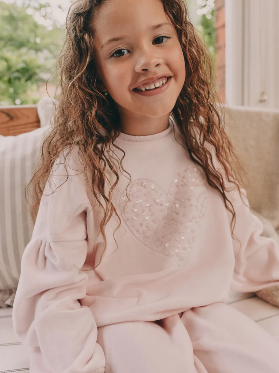 Roze met hart van lovertjes - Behaaglijke fleece pyjama (9 mnd-16 jr)