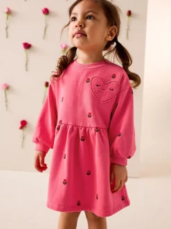 Roze met hartjes - Sweaterjurk (3 mnd-7 jr)