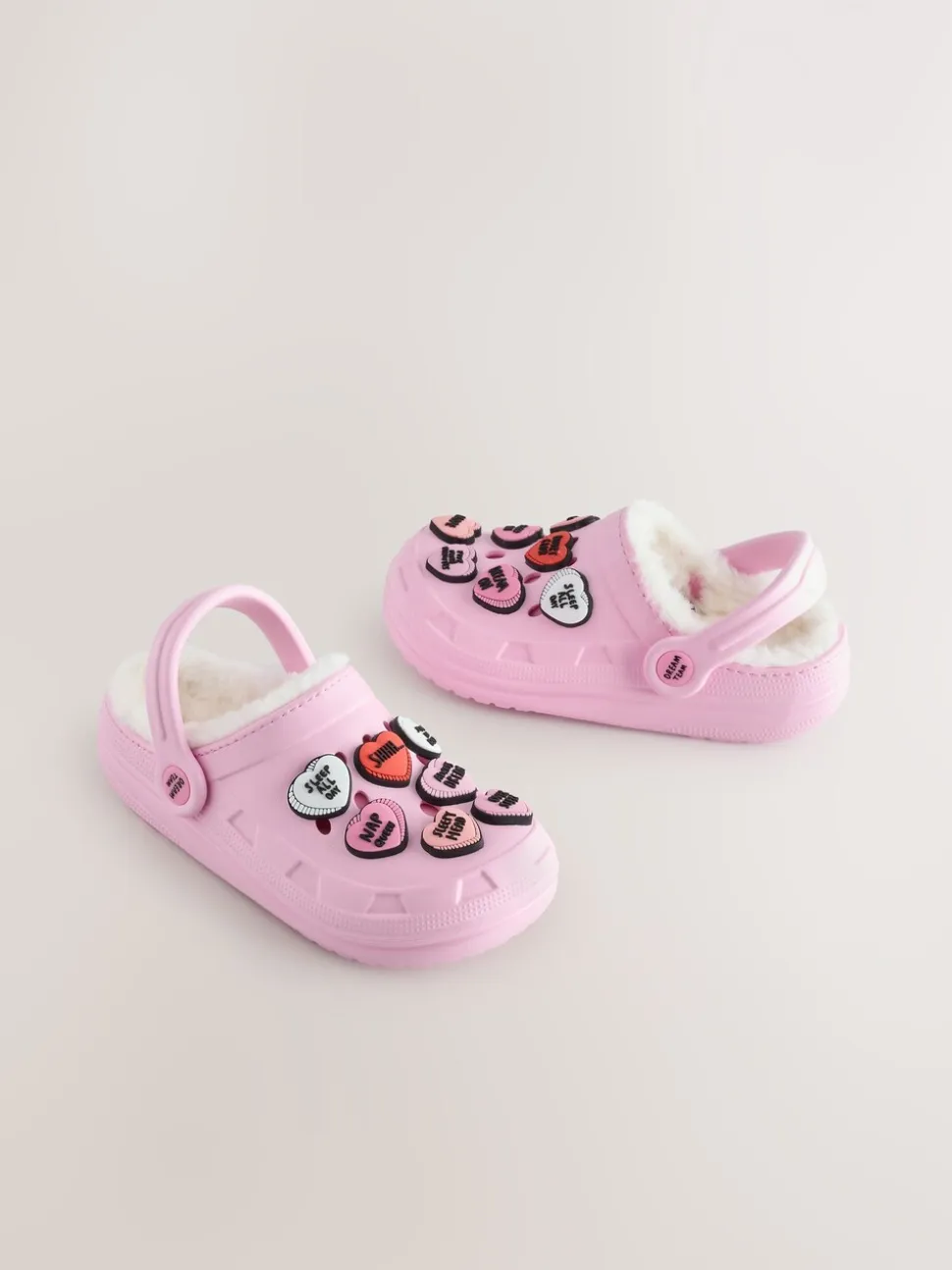 Roze met hartjesprint - Pantoffelklompen