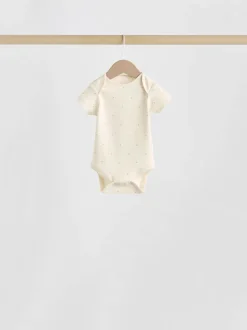 Roze met hartjesprint - Set van 5 babyrompertjes met korte mouwen