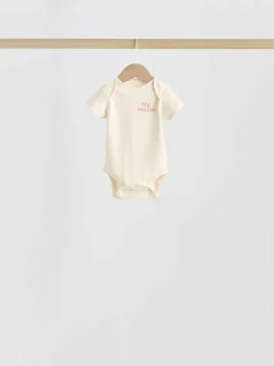 Roze met hartjesprint - Set van 5 babyrompertjes met korte mouwen