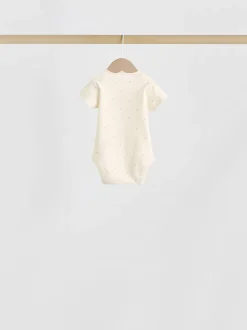 Roze met hartjesprint - Set van 5 babyrompertjes met korte mouwen