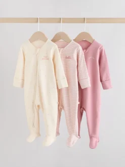 Roze met hartjesprint - Verpakking van 3 babypyjama's met tweewegrits (0-2jr)