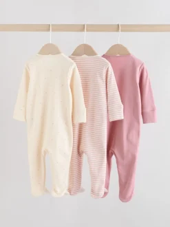 Roze met hartjesprint - Verpakking van 3 babypyjama's met tweewegrits (0-2jr)