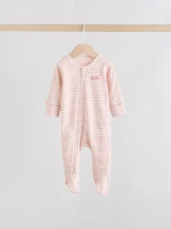 Roze met hartjesprint - Verpakking van 3 babypyjama's met tweewegrits (0-2jr)