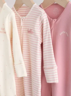 Roze met hartjesprint - Verpakking van 3 babypyjama's met tweewegrits (0-2jr)