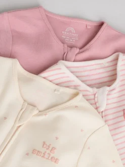 Roze met hartjesprint - Verpakking van 3 babypyjama's met tweewegrits (0-2jr)