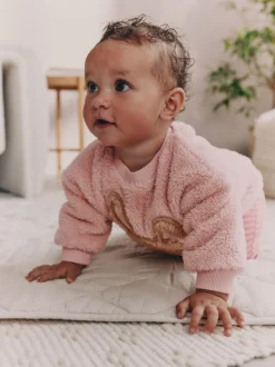 Roze met konijnen - 2 -delige Set van Fleece Tops en Leggings voor Baby''s (0mnd-2jr)