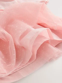 Roze met konijnen - Gebreide tweedelige babyjurk (0mnd-2jr)