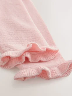 Roze met konijnen - Gebreide tweedelige babyjurk (0mnd-2jr)