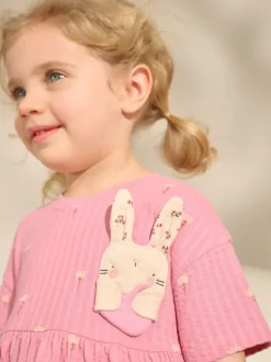 Roze met konijnen - Jersey zomerjurk (3mnd -7jr)