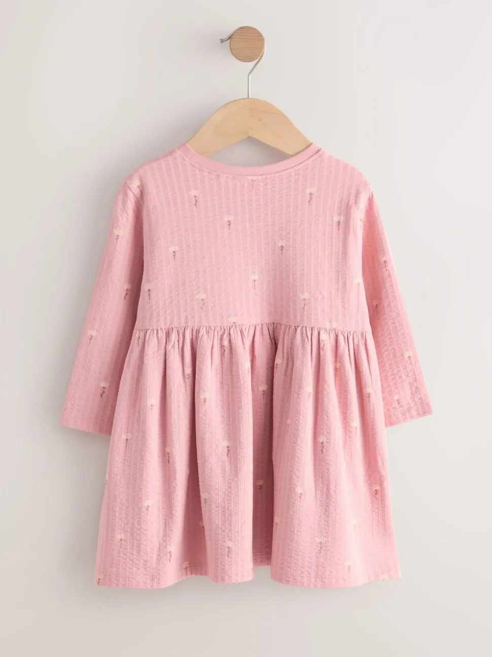 Roze met konijnen - Jurk met lange mouwen en versiering (3mnd -7jr)