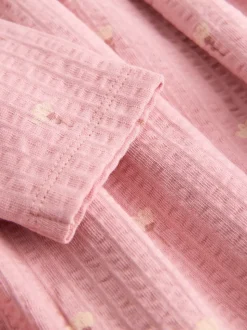 Roze met konijnen - Jurk met lange mouwen en versiering (3mnd -7jr)