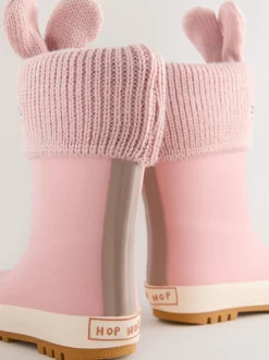 Roze met konijnen - Laarzen met gevoerde manchetten