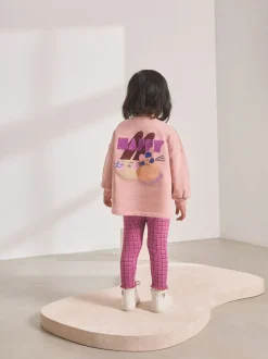 Roze met konijnen - Set met top met lange mouwen en legging (3 mnd-7 jr)