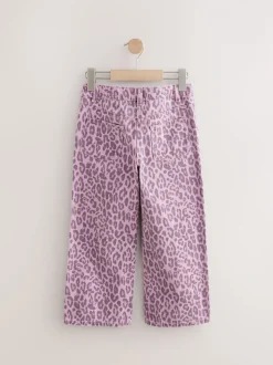 Roze met luipaardprint - Jeans met wijde pijpen (3-16 jr)